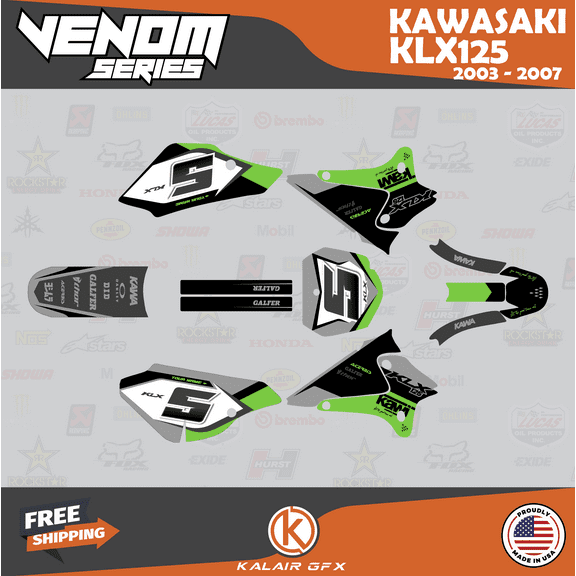 Kalair GFX Graphics Kit for Kawasaki KLX125 (2003-2007) Venom Series