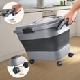 thumbnail image 6 of TIOVERY Dog Food Storage Container, 10-20 lbs Airtight Collapsible Cat & Pet Dry Food Storage bin with Attachable Wheels (Dark Grey), 6 of 9