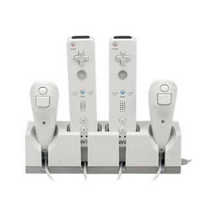 dreamGEAR TWIN - Charging stand - white - with 2 rechargeable battery packs - for NINTENDO Wii Nunchuk Controller, Wii Remote