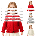 thumbnail image 3 of EnJoCho Toddler Girls Knit Cardigan Girls Ruffled Hem Bow Open Front Sweater Jacket Kids Long Sleeve Button Cute Clothes Tops Cable Knit Girls Sweater Fall, 3 of 7
