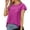 Hot Pink, variant on Patlollav Summer Blouses For Women Crewneck Short Sleeve T Shirts Solid Color Hollow Out Ruffle Lace Tops