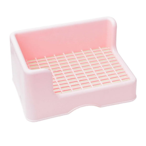 Arena para mascotas pequeña, inodoro para mascotas, orinal, entrenador, arena esquinera, caja de cama, bandeja para mascotas para animales pequeños/co Rosa