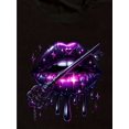 thumbnail image 2 of Women'S Purple Crew Neck T-Shirt with Magic Key Lips Design, Casual Short Sleeve Knit Cotton Tee, Spring/Summer Fashion Top, Regular Fit, 180gsm - Purple Lips Magic Key, 2 of 7
