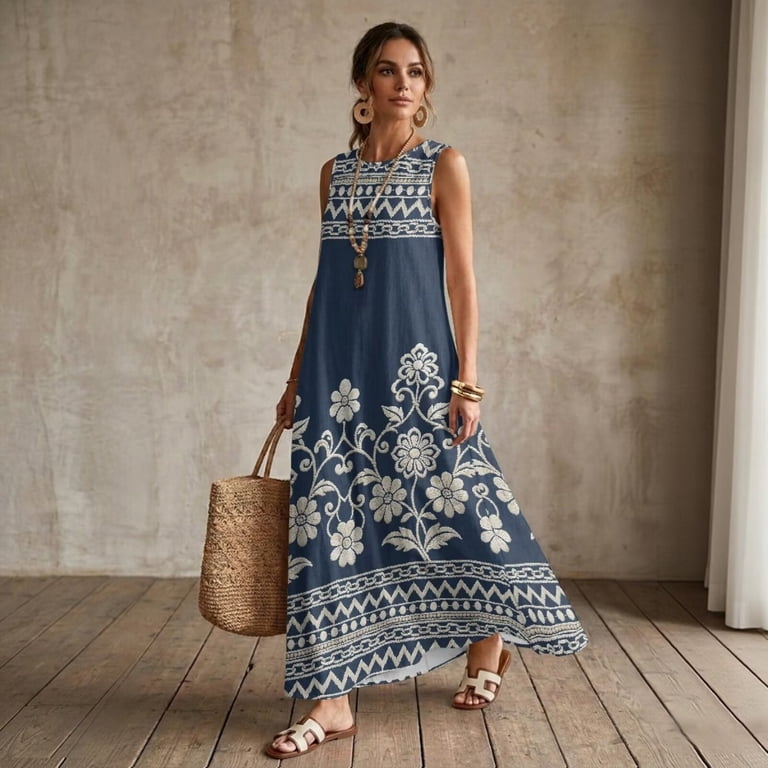lightweight summer maxi dresses Cotton Maxi Dress Soft Summer Boho Style Dress, Lightweight Casual Women's Outfit