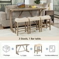 thumbnail image 4 of UHOMEPRO 4-Piece Counter Height Bar Table Set, Wooden Dining Table Set with 3 Charging Station, Kitchen Table Set for 3, High Top Pub Table and Chairs Set for Kitchen Dining Room, Brown, 4 of 11