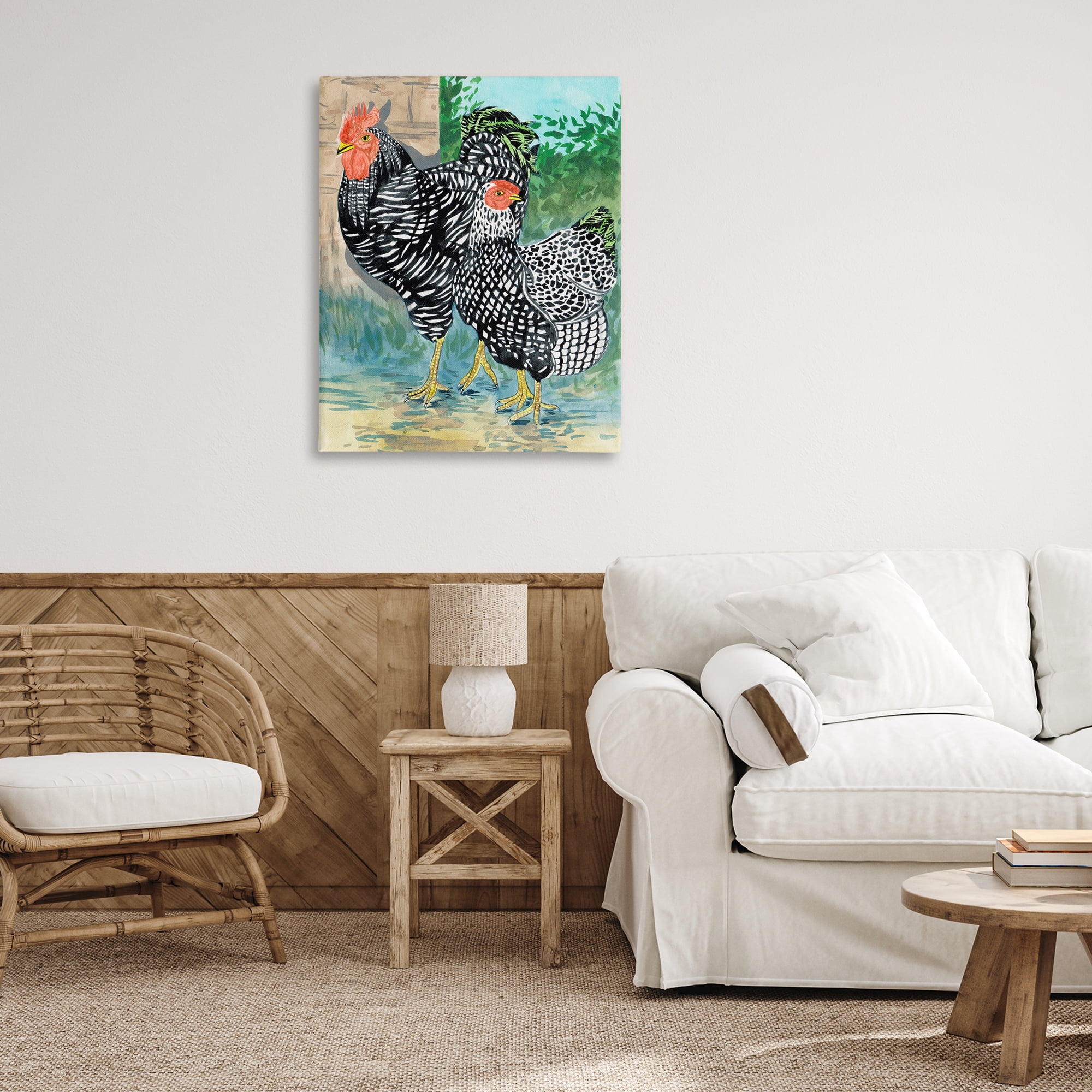 Stupell Industries Traditional Rooster Pair Animals Painting Wrapped Canvas Art Print Wall Art, 30 x 40