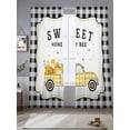 thumbnail image 2 of Sweet Honey Bee Sheer Curtains 96 Inch Long 2 Panels, Yellow Plaid Truck Daisy Flower Honey Farm Light Filtering Rod Pocket Curtains, Sheer Voile Drapes for Living Room Bedroom, 52"x96", 2 of 8