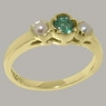 thumbnail image 3 of LBG British Made Solid 14k Yellow Gold ring with Natural Emerald & Cultured Pearl Womens Engagement Ring - 33 size options - Size 9.75, 3 of 7