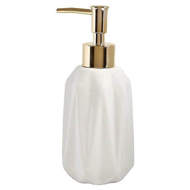 Dispensador de jabón de cerámica de 10 oz, dispensador de jabón de manos con bomba, jabón líquido para platos y loción rellenable para baño (blanco)
