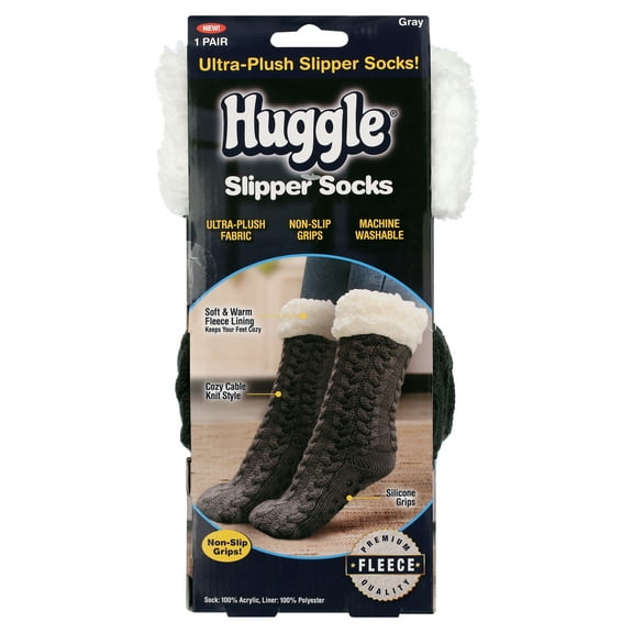 Huggle Socks, Premium Fleece Slipper Socks with Non-Slip Grips, As Seen on TV