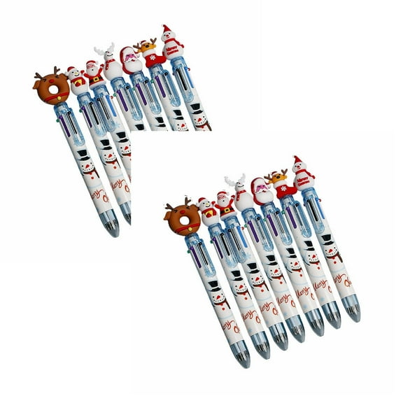 2Pcs New Christmas Tree Santa 6 Colors Cartoon Press Cute Ballpoint Pen For Students Christmas Gifts Creative Hand Account Pen Press Ball Point Pen Random * 1 * 1Ml