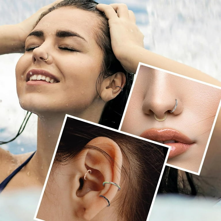 3pcs Titanium Nose Hoop Ring Set 20G 18G 16G Septum Ring Seamless