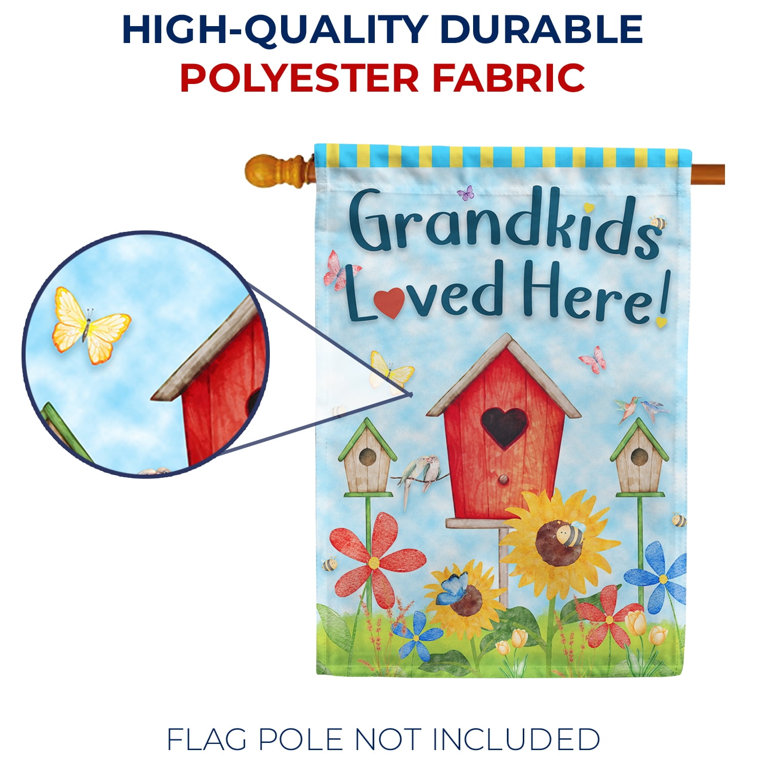 America Forever Grandkids Loved Here House Flag, 28 x 40 inches Double Sided, Grandchildren Garden Flags, Birdhouse Outdoor Decor, Grandparents Outside Yard Decorations