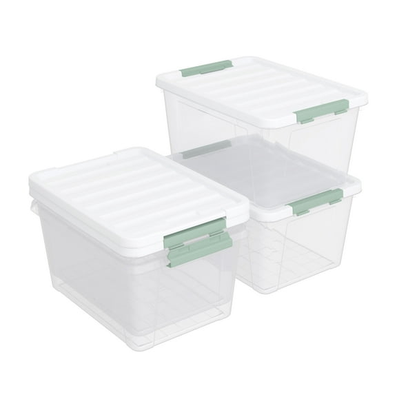 Ewingger 4-Pack 35 Quart Plastic Storage Bin with Lid, Large Clear Storage Latch Box Bins