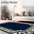 thumbnail image 2 of ODIKA 2'x3' Machine Washable Non-Slip Area Rug, Art Inspired Border with Stylized Fan and Wave High Traffic Rug, Navy Blue, 461306, 2 of 7