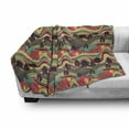thumbnail image 3 of Psychedelic Soft Flannel Fleece Blanket, Landscape Design with Abstract Trees and Stripe Hills Retro Style Illustration, Cozy Plush for Indoor and Outdoor Use, 50" x 70", Multicolor, by Ambesonne, 3 of 6