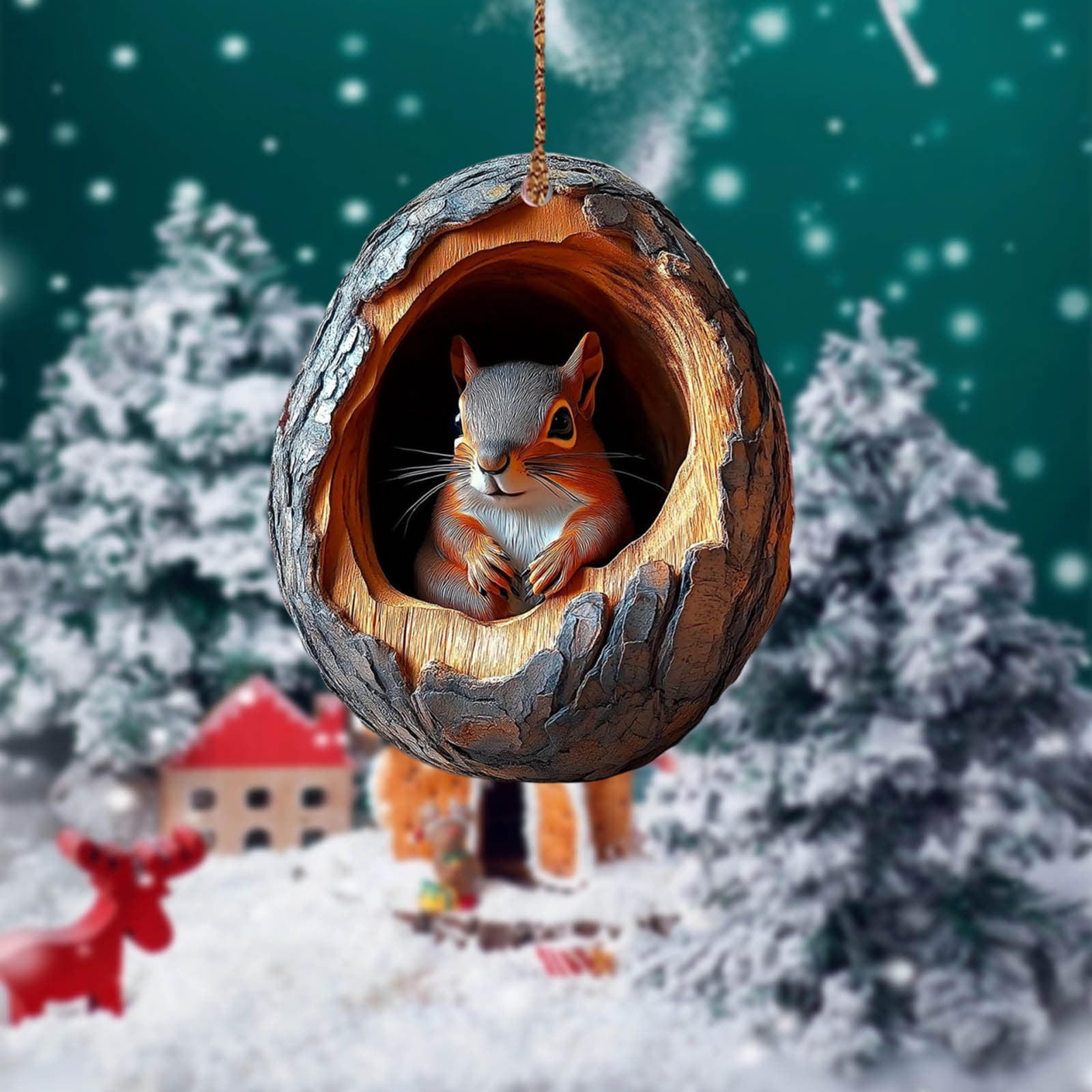 Ornement De Noël Acrylique 2D En Forme D'Animaux - Raton Laveur, Hibou, Écureuil, Hérisson, Lapin - Décoration Arbre Ou Maison - 13