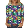 thumbnail image 2 of Xuyuer Carnival Style Print T-Shirt - Women's Fashion Loose Round Neck 3/4 Sleeve Top for Daily Wear, Festival Themed Outfits, Playful Seasonal Style & Streetwear Statement Piece, 2 of 5