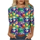 thumbnail image 2 of Xuyuer Carnival Style Print T-Shirt - Women's Fashion Loose Round Neck 3/4 Sleeve Top for Daily Wear, Festival Themed Outfits, Playful Seasonal Style & Streetwear Statement Piece, 2 of 5