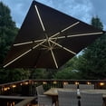 thumbnail image 5 of PURPLE LEAF 10 Feet Patio Umbrella with Base Outdoor Cantilever Solar Powered LED Swivel Square Umbrella Aluminum Offset Umbrella with 360-degree Rotation for Garden Deck Pool Patio, Grey, 5 of 13