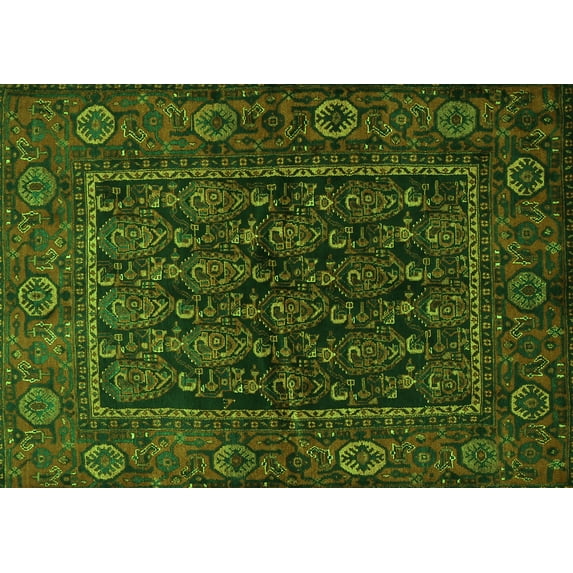 Ahgly Company Indoor Rectangle Persian Green Traditional Area Rugs, 2' x 5'