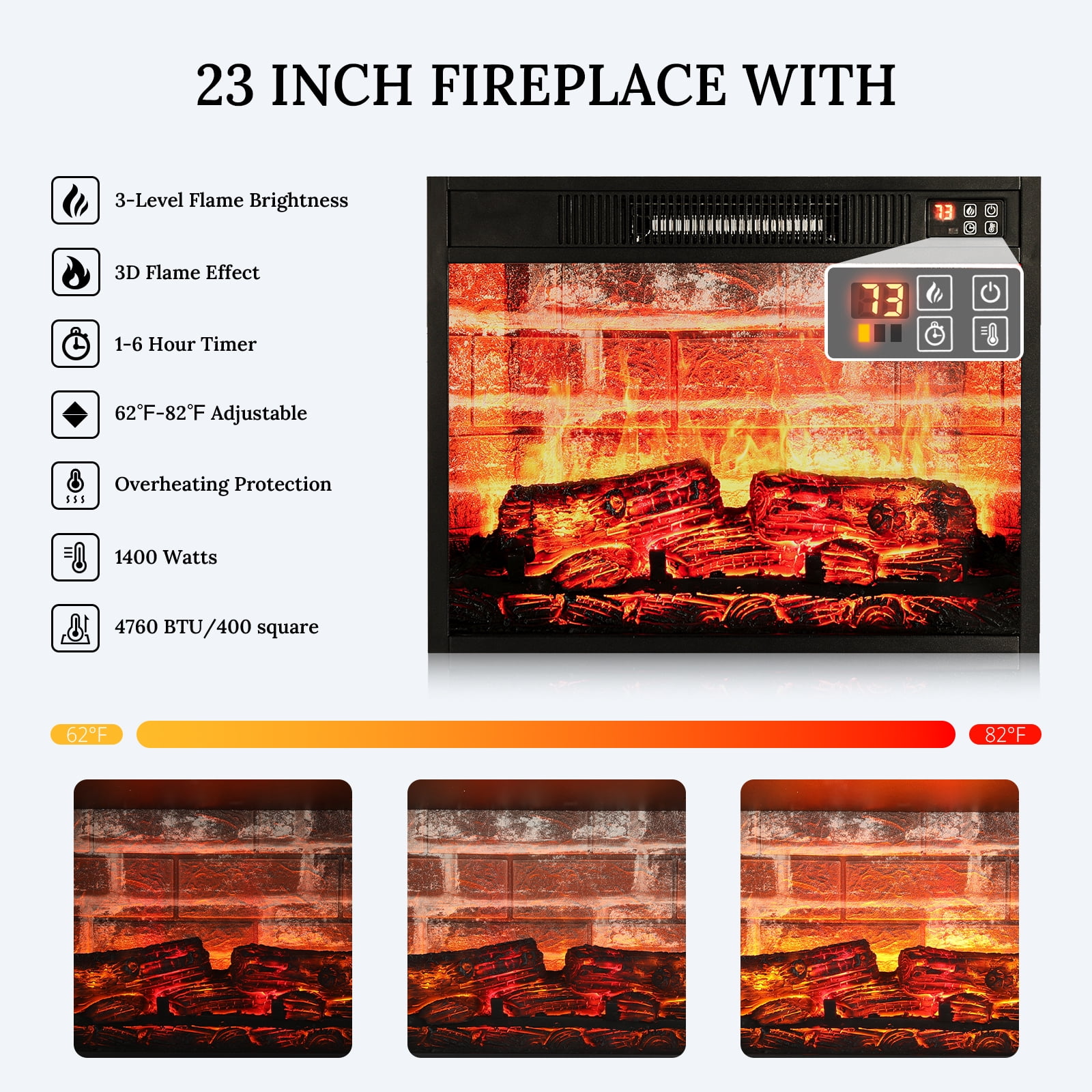Holliwill 70" Electric Fireplace with Mantel, Farmhouse TV Stand for TVs up to 80 in, White & Brown