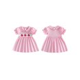 thumbnail image 2 of BemeyourBBs Toddler Girls Back to School Dress Outfit Kids Kindergarten Dress Outfits Apple Embroidery Peter Pan Doll Collar Short Sleeve Dress Little Baby Girl Summer Casual Dress, 2 of 9