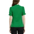 thumbnail image 3 of MODA NOVA Juniors Elegant Bow Tie Neck Short Sleeve Office Work Blouse, 3 of 6