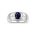 thumbnail image 1 of RYLOS Men's Rings 14K White Gold Classic 8X6MM Oval Gemstone &  Diamond Ring Sapphire September Birthstone Rings For Man Gold Rings Size 8, 1 of 7
