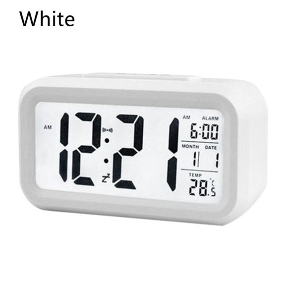 Temperature Mute Calendar Backlight Desktop clock Table clocks LED Digital Alarm Clock WHITE