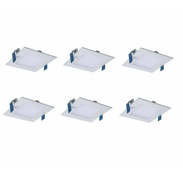Halo 4 inch Dimmable LED Square Recessed Retrofit Lighting, Easy Downlight Installation, 10.8W (65W Eqv.), 701lm, Ceiling Can Lights, Energy Star, 4000K - 6 Pack