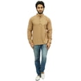 thumbnail image 7 of Atasi Ethnic Men's Short Kurta Light Brown Mandarin Collar Cotton Shirt-XXX-Large, 7 of 7