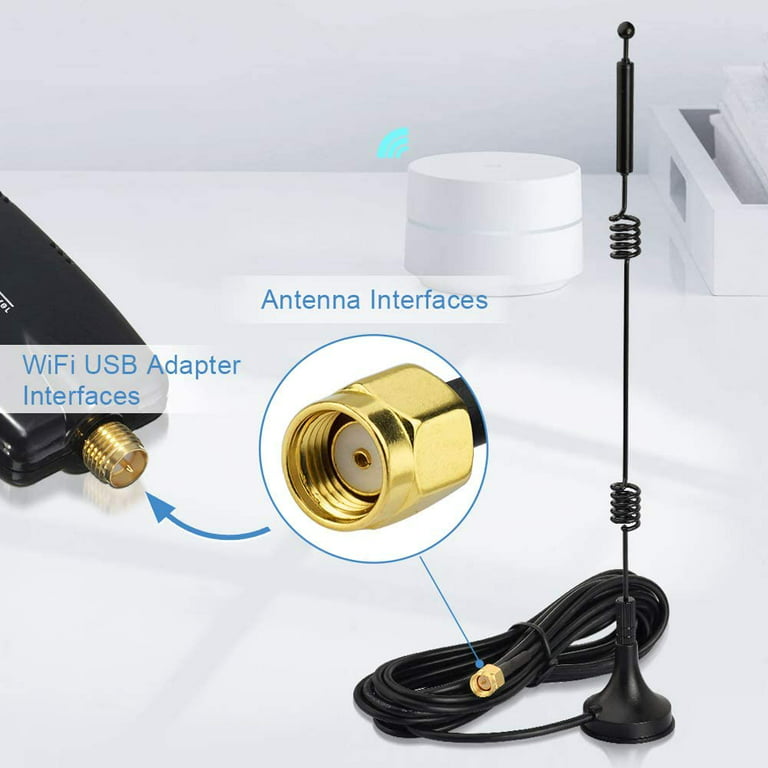 Eightwood Antenne WiFi double bande 2,4 GHz 5 GHz, triple antenne WiFi  externe RP-SMA pour PC, carte WiFi PCIe, routeur sans fil, point d'accès  mobile