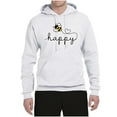 thumbnail image 2 of Wild Bobby, Bee Happy Motivational Inspirational Teachers, Pop Culture, Unisex Graphic Hoodie Sweatshirt, White, X-Large, 2 of 4