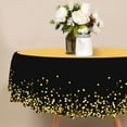 thumbnail image 3 of Lfeey Black and Yellow Glitter Round Tablecloth 70", Party Picnic Wedding Table Decorations Fabrics Wipeable Grease Resistant, 3 of 6