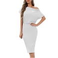 thumbnail image 2 of Gspmoly Robes d'Été pour Femmes 2025, Mode Été Robe Décontractée pour Femmes à Manches Courtes, Épaules Dénudées, Longueur Genou, Robes de Cocktail pour Femmes Économies d'Été, 2 of 6