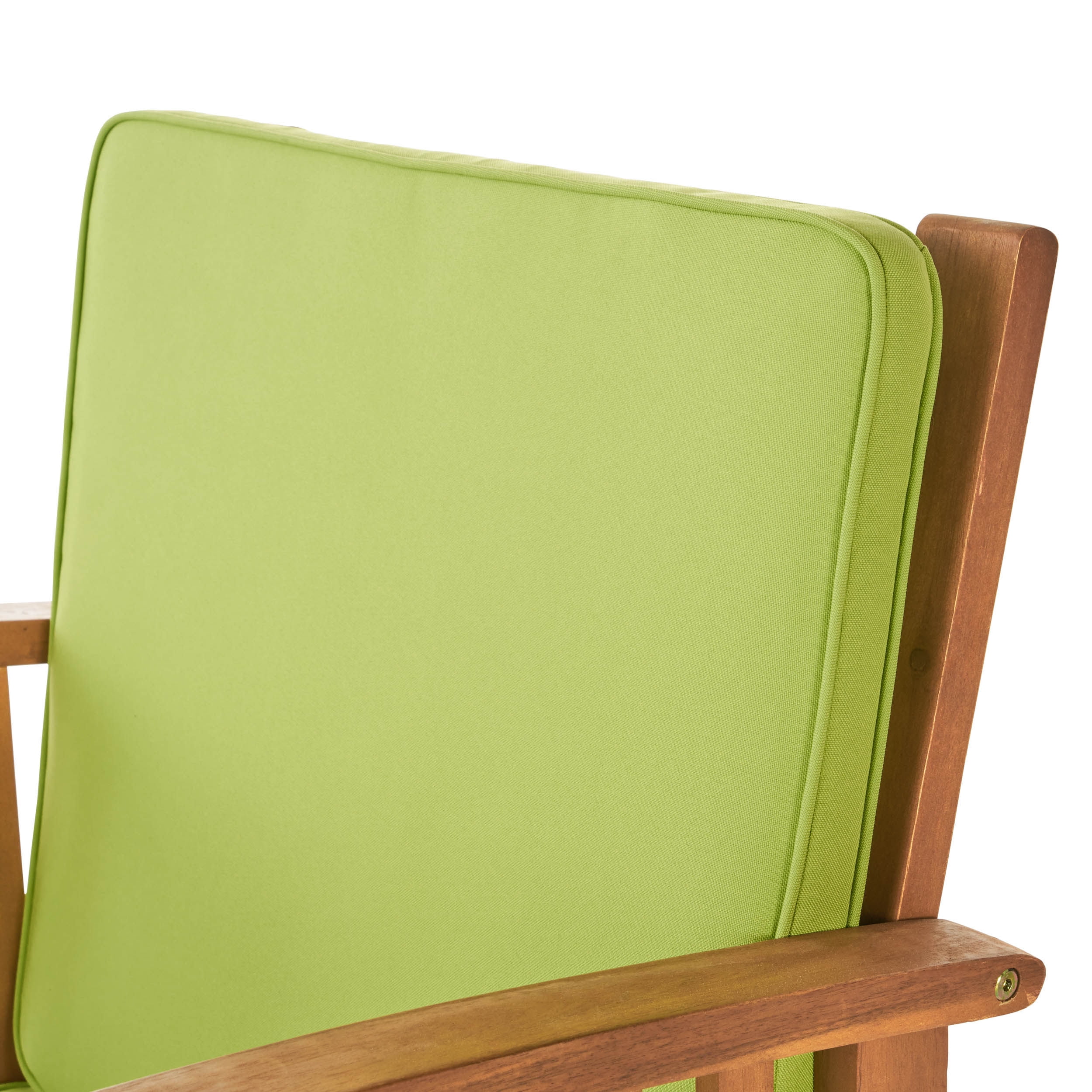 Sparks Outdoor 4 Piece Acacia Wood Sofa Set with Cushions, Brown Patnia, Light Green