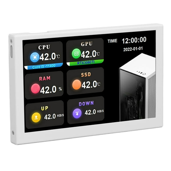 5 Inch IPS USB Mini Screen, PC Data for AIDA64, 360 Degree Rotation Type C Sub Screen for Computer Case