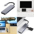 thumbnail image 1 of 5 en 1 USB C Hub Adaptador USB C de triple con DUAL , VGA, PD tipo 2 puertos USB, lector de tarjetas / TF para dispositivos tipo C Soledad Convertidor de adaptador de audio y video, 1 of 10