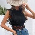 thumbnail image 7 of BODOAO Women's Eyelet Top Summer Open Back Crop Elegant Tank Tops Sleeveless Lace Trim Ruffle Cute Blouses Concert Outfits for Women Plus Size Casual Going out Boho Clothing Black L, 7 of 7