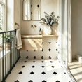 thumbnail image 5 of 10 Pcs Black White Diagonal Corner Peel and Stick Floor Tiles, 12x12 In Covers 10 Sq.Ft, Self-Adhesive DIY Vinyl Flooring, Removable Waterproof, Ideal for Kitchen, Bathroom, Bedroom, Home Walls, 5 of 8