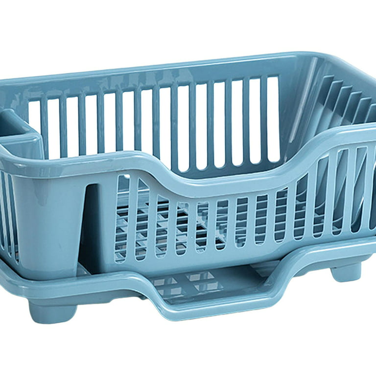 Sarvatr Blue Color Polypropylene 3in1 Dish Drainer Rack Kitchen Utensils  Organizer Drying Basket,utensil basket for kitchen with Drain Tray -  Sarvatr Store
