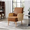thumbnail image 2 of Pemberly Row Faux Leather Fabric Demarest Accent Chair in Brown Color, 2 of 9