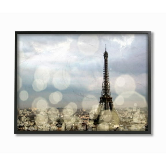Stupell Industries Eiffel Tower Paris City Landscape Modern Photo Framed Giclee Texturized Art by Emily Navas