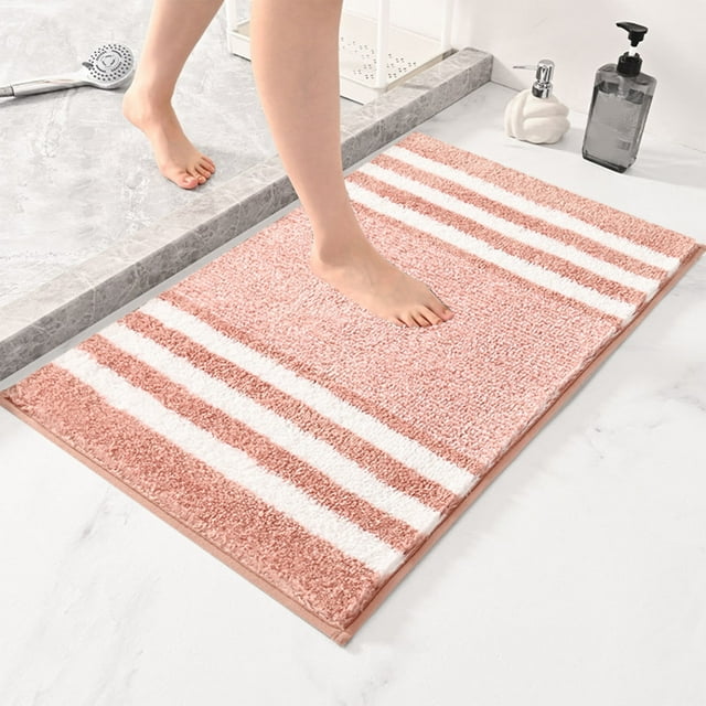 TIMIFIS Bathroom Rugs Extra Thick Microfiber Striped Door Mat - Non-Slip Bathroom Kitchen Entry Rug Water-Absorbent Floor Mat for Bathroom Kitchen Doorway Foot Mat Bath Mat