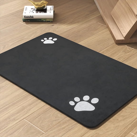 Pet Feeding Mat-Absorbent Dog Mat for Food and Water Bowl-No Stains Quick Dry Water Dispenser Mat-Dog Accessories Pet Supplies-Bowl for Messy Drinkers(Black)