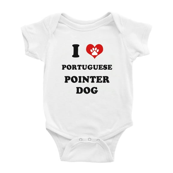 I Heart Portuguese Pointer Dog Funny Baby Rompers Bodysuit (White, 12-18 Months)