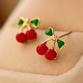 thumbnail image 3 of SPRING PARK 2pcs Womens Ladies Colorful Decorative Color Cherry Matte Ear Stud Earrings Gift, 3 of 8