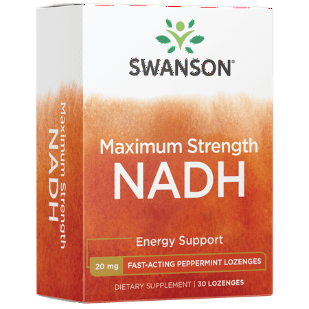 Swanson Dietary Supplement Fast-Acting Maximum Strength Nadh 20 mg Lozenge - Peppermint 30ct (BB 05/2026)