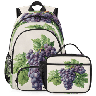 Herdesigns Pink and Black Large Backpack Set with Lunch Box 
